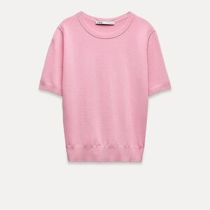 Pink Knit Short Sleeve Zara Top
